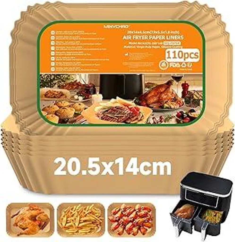 Carta da forno per friggitrice ad aria calda Ninja Dual Zone AF300EU AF400EU 110 pezzi Carta da forno per friggitrice ad aria con doppia camera Ninja e altre friggitrici ad aria Dual Zone (friggitrici ad aria calda)