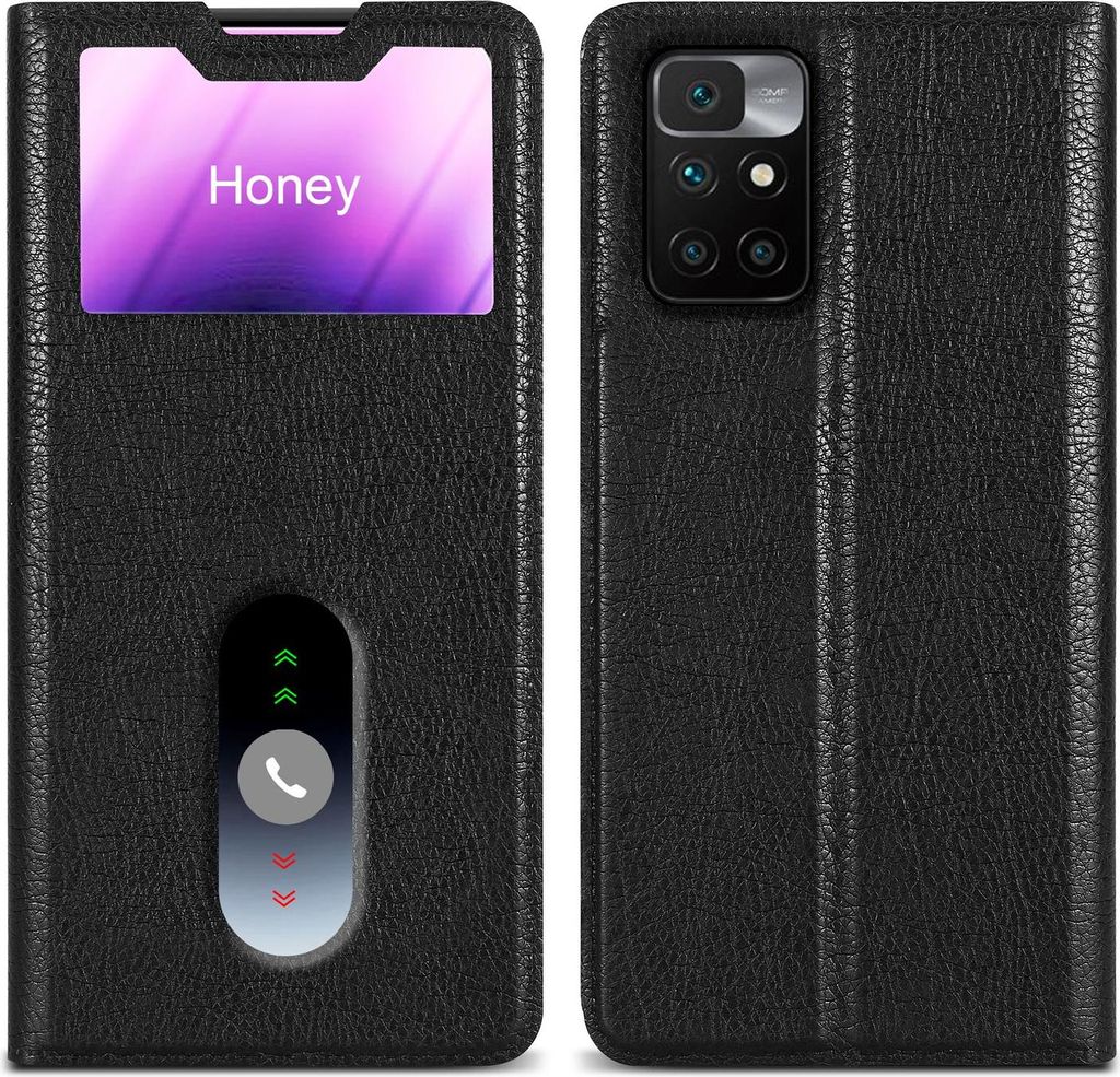 Cadorabo Schutzhülle für Xiaomi RedMi 10 Hülle in Schwarz Handyhülle Book Case Cover Etui