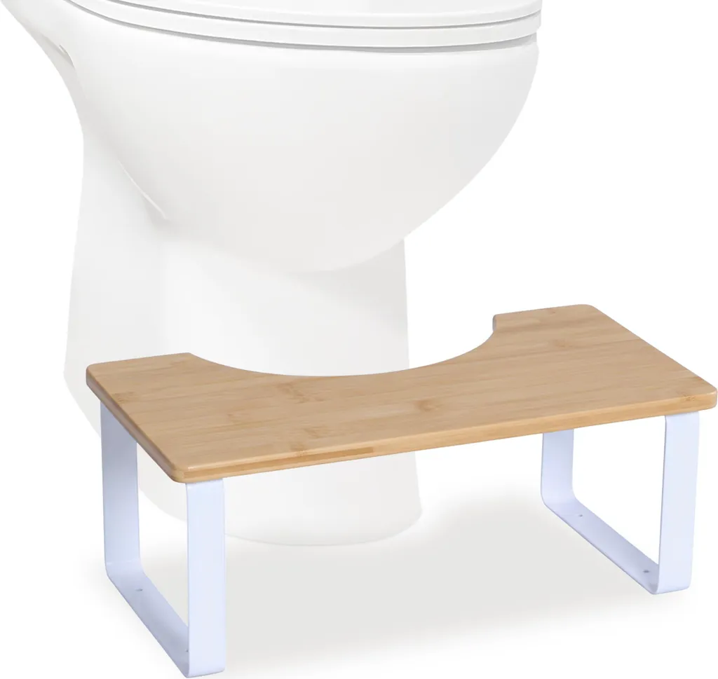 Relaxdays Sgabello Design Bambù e Metallo - Arredo Minimal Moderno