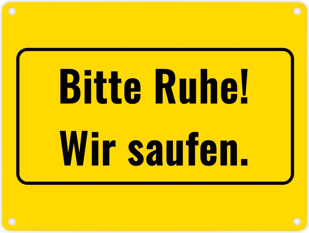 Metallschild in 15x20 cm mit Alkohol-Spruch Bitte Ruhe! Wir saufen.