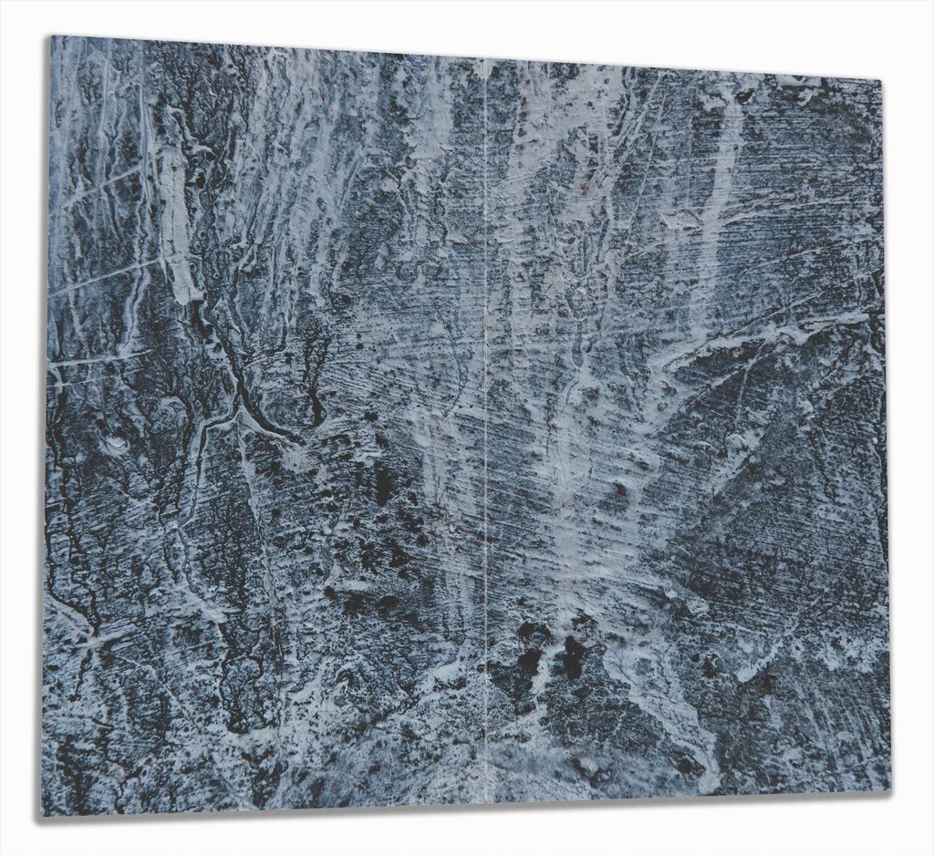 Wallario Herdabdeckplatte aus Glas, Größe 60 x 52 cm 2-teilig, Motiv Alte graue Steinwand