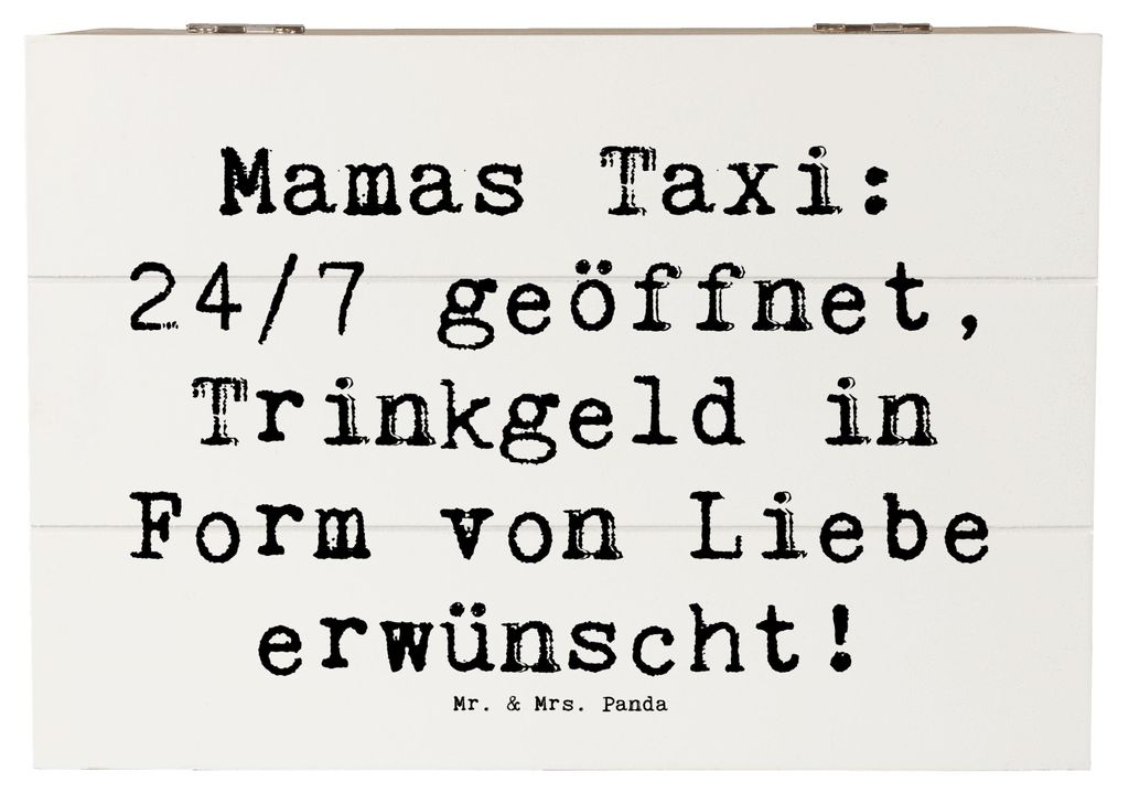 Mr. & Mrs. Panda truhe holz Spruch Mamas Taxi 22 x 15 cm - Weiß - Geschenk, Holzkiste, fotobox, Muttertag, Mutterschaft, Geschenke, Aufbewahrungsb...