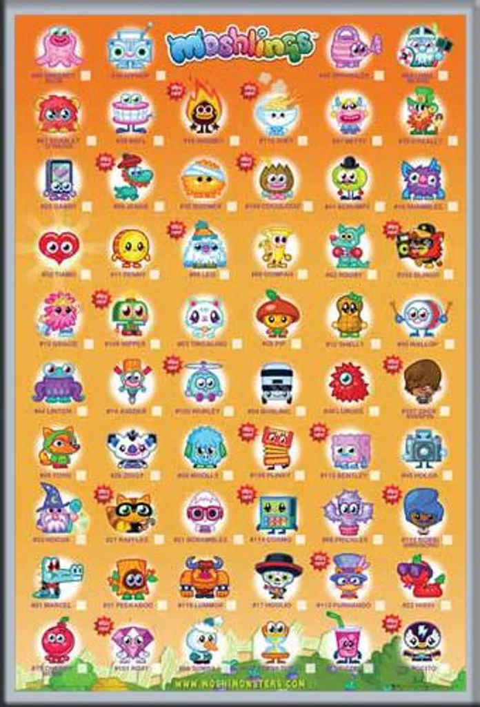 Moshi Monsters - Poster - Tick Chart 2 + cornice rimovibile, Shinsuke® Maxi MDF argento, disco acrilico