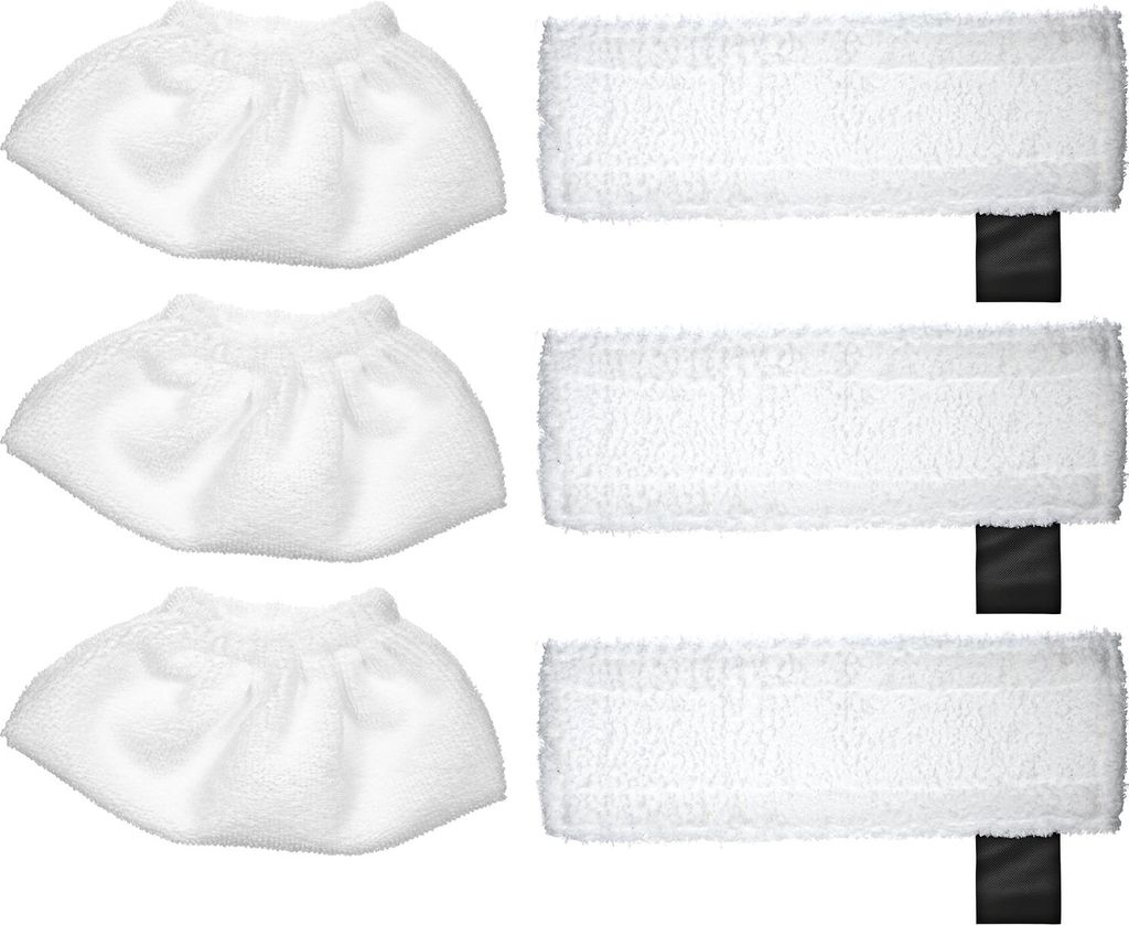 6er-Pack Wischtuch-Set Ersatz für Karcher SC2/ SC3/ SC4/ SC5 Wischtuch-Zubehör (3 Lappen-Düsenabdeckungen & 3 Mikrofaser-Wischtuch-Pads)