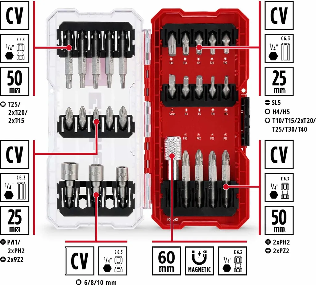 Set de 28 Embouts de Vissage Einhell S-CASE pour Perceuses et Visseuses - 8