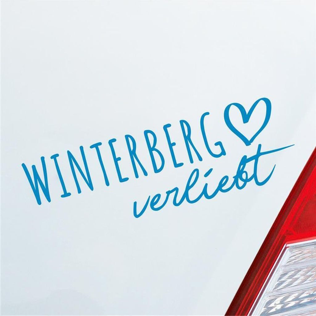 Auto Aufkleber Winterberg verliebt Herz Stadt Heimat Liebe Car 19x6 cm Hellblau Sticker Heckscheibenaufkleber