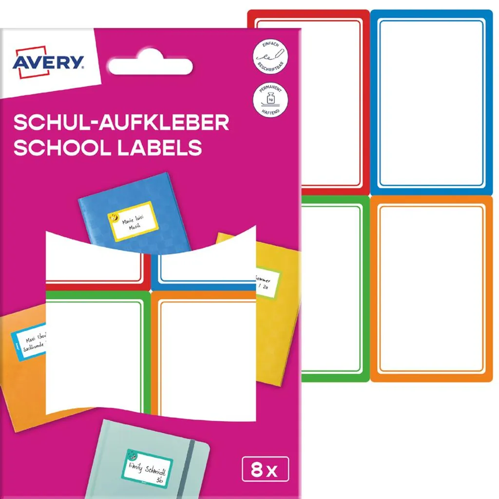 Étiquettes de classement Avery rectangulaires 44x64 mm à bords colorés