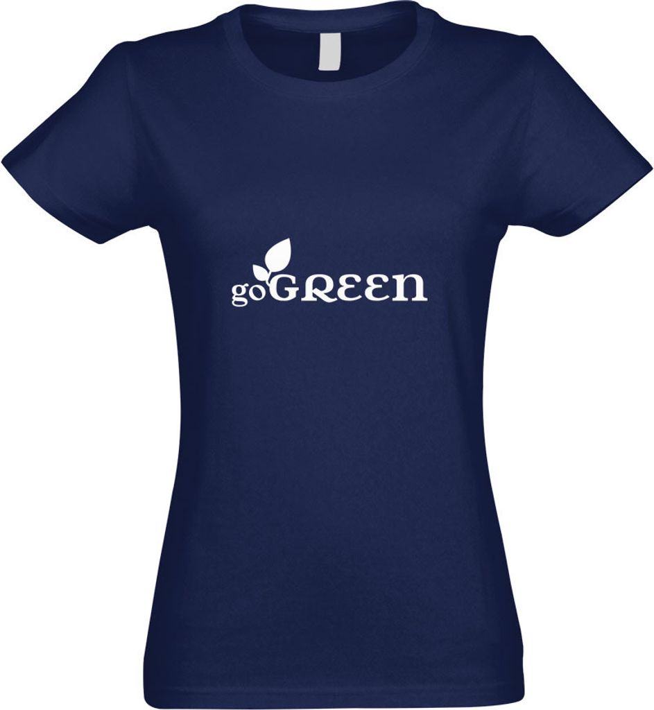 Kiwistar - T-Shirt tailliert - Damen - Navy - go Green - mit Motiv Bedruckt - Funshirt Design - Sport - Freizeit - Damen - XL
