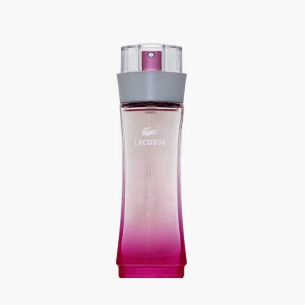 A single bottle of Lacoste Touch of Pink EDT perfume.