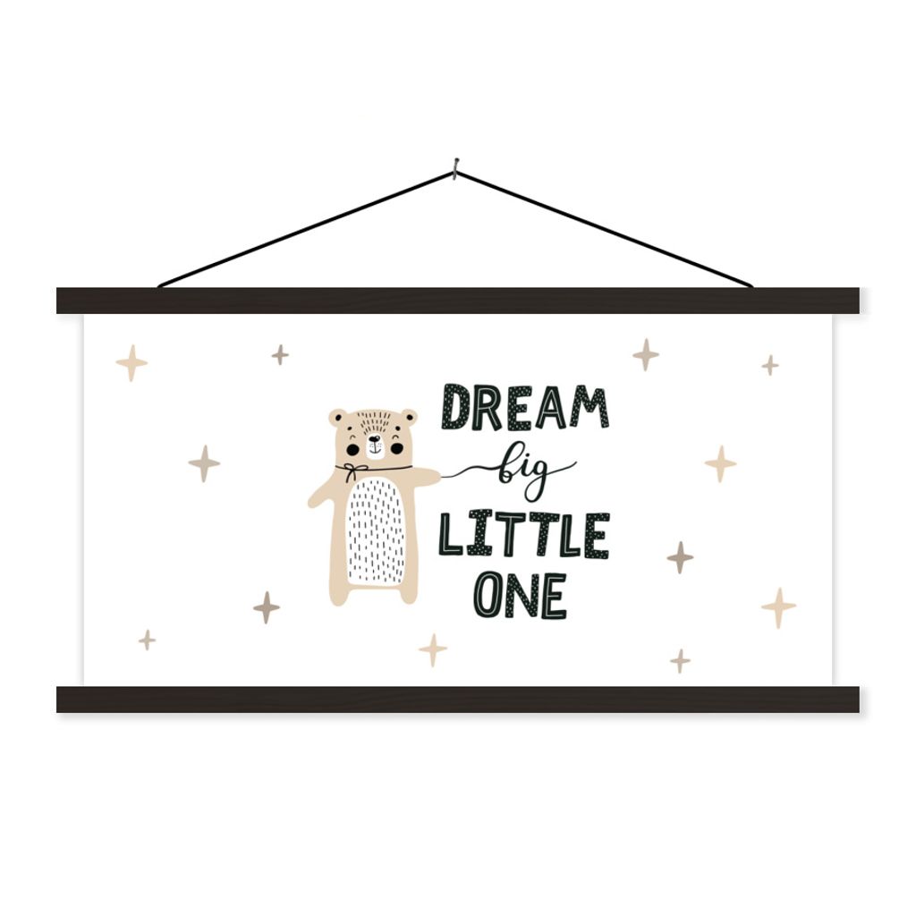 MuchoWow Textilposter Zitate - Baby - Sprichwörter - Dream big little one - Kinder - Jungen - Mädchen 60x30 cm mit schwarzem Rahmen - Textilien