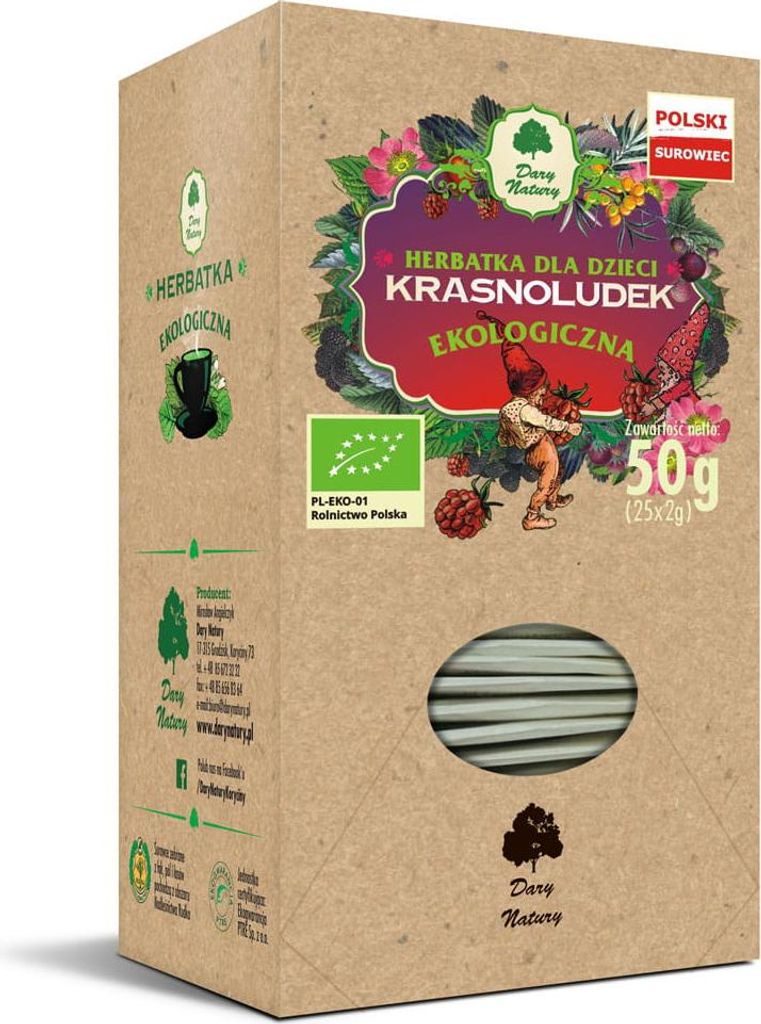 HERBATKA DLA DZIECI KRASNOLUDEK BIO (25 x 2 g) 50 g - DARY NATURY