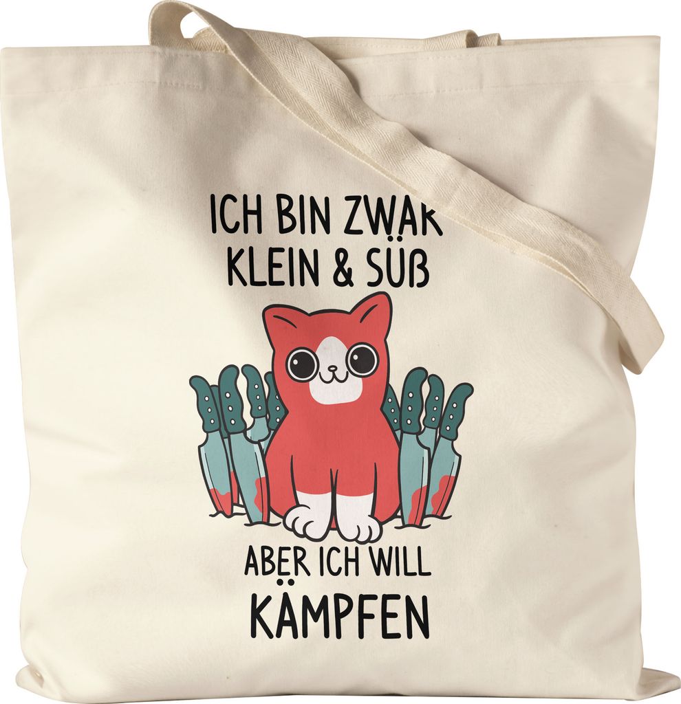 Katzen Jutebeutel Stoffbeutel Canvas Katzenbesitzer Katzenliebhaber Katzen-Mama Lustig Geschenk Katzenmotiv & Spruch