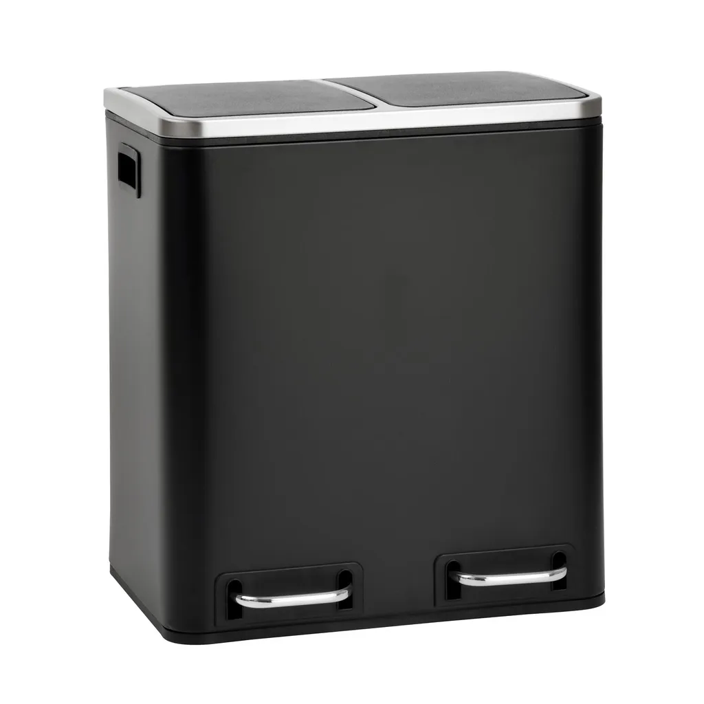SVITA TM2X15 Poubelle à pédale 30L (2x15L) Noir en Acier pour le Tri