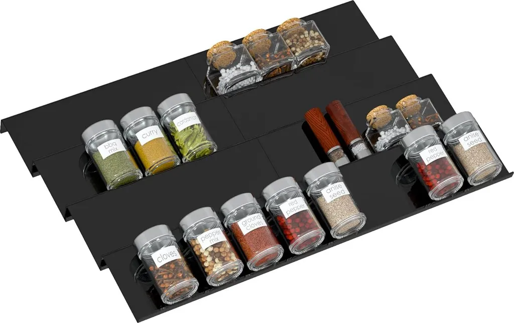 Rangement épices pour tiroir cuisine extensible 30-60 cm en acrylique