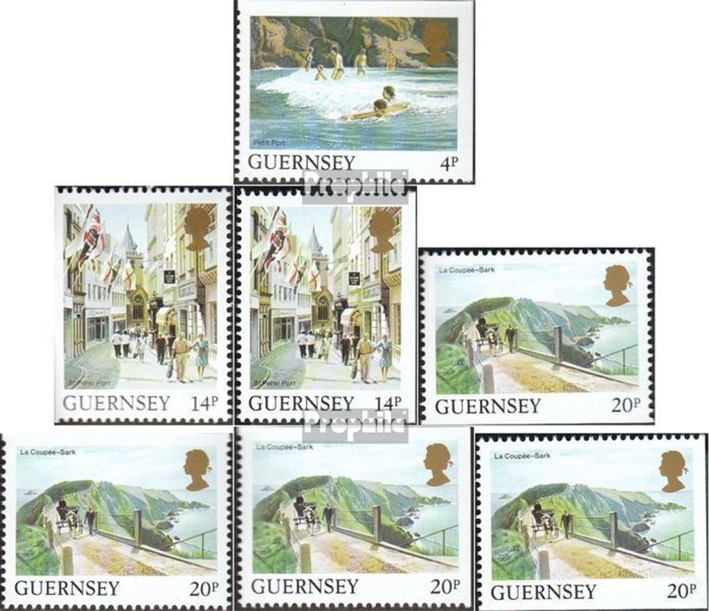 Briefmarken GB - Guernsey 1989 Mi 289Eor,293Dl,Dr, 294Do,Du,Eor,Eru postfrisch Ansichten