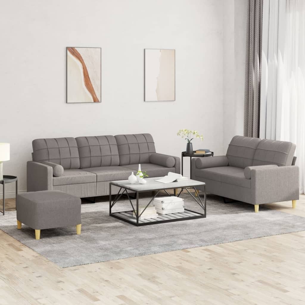 Maison Exclusive - 3-tlg. Sofagarnitur mit Kissen Taupe Stoff