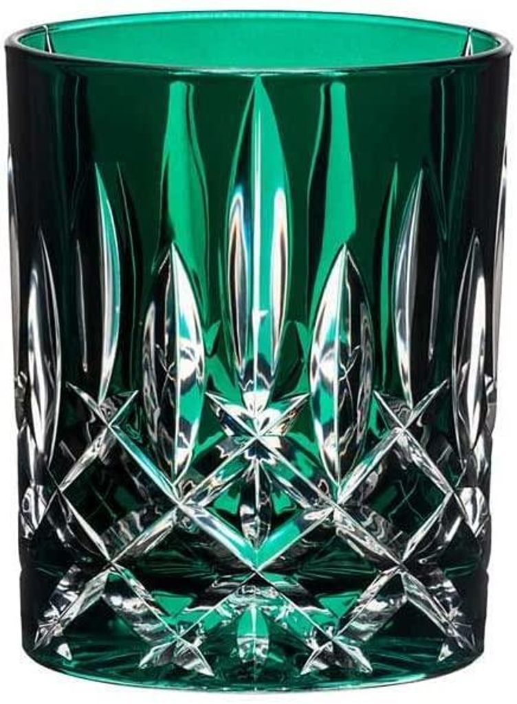 Riedel Vorteilset 2 x 1 Stück RIEDEL Laudon Tumbler Dark Green 1515/02S3DG und 4 EKM Living Trinkhalme aus Edelstahl