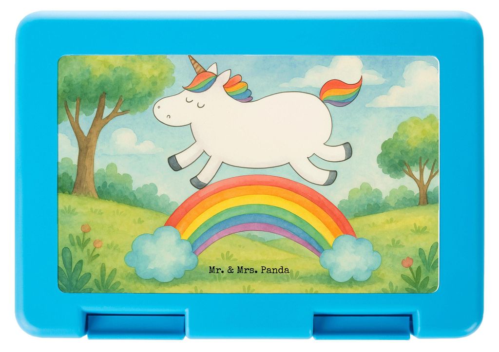 Mr. & Mrs. Panda Snackbox Einhorn Regenbogen Design - Weiß - Geschenk, Bentobox, Unicorn, Erwachsenwerden, Vesperbox, Bento Box, Brotzeitbox, Butt...
