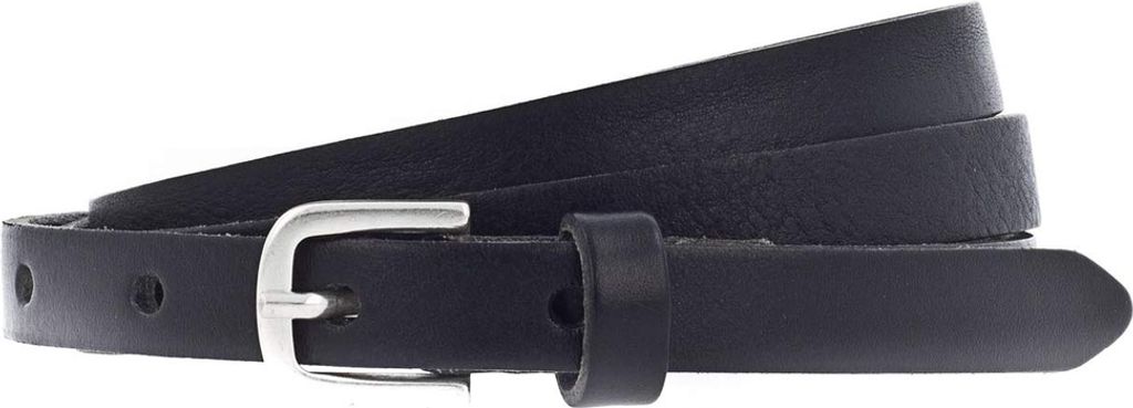 Vanzetti Damen Gürtel - schmaler Ledergürtel, Metall Schnalle Schwarz 85 cm
