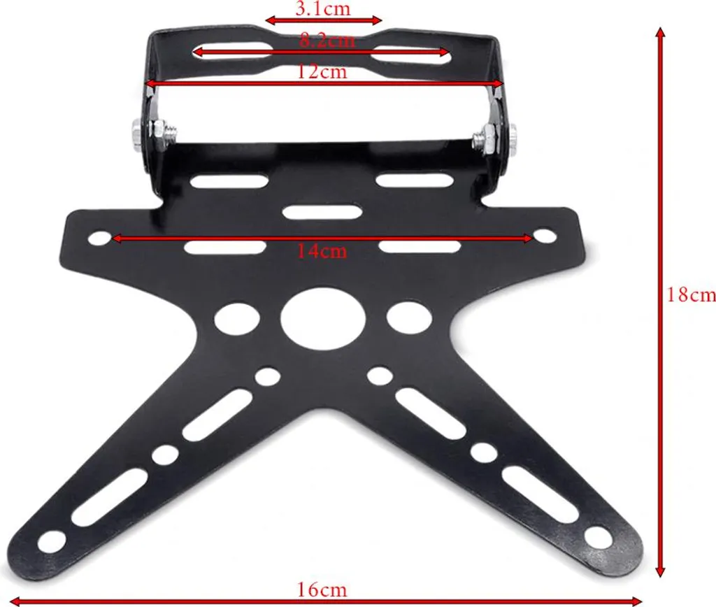 Support de plaque d'immatriculation moto NH7 rouge avec éclairage LED