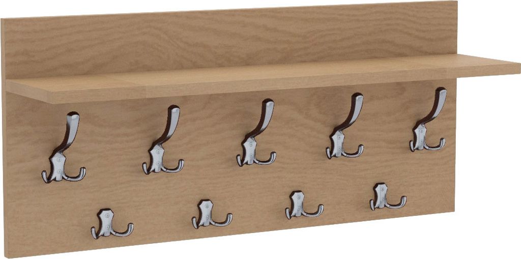 AKKE Eiche hell Horizontaler Garderobe VERTI - CHROM haken BxH: 80x40 cm