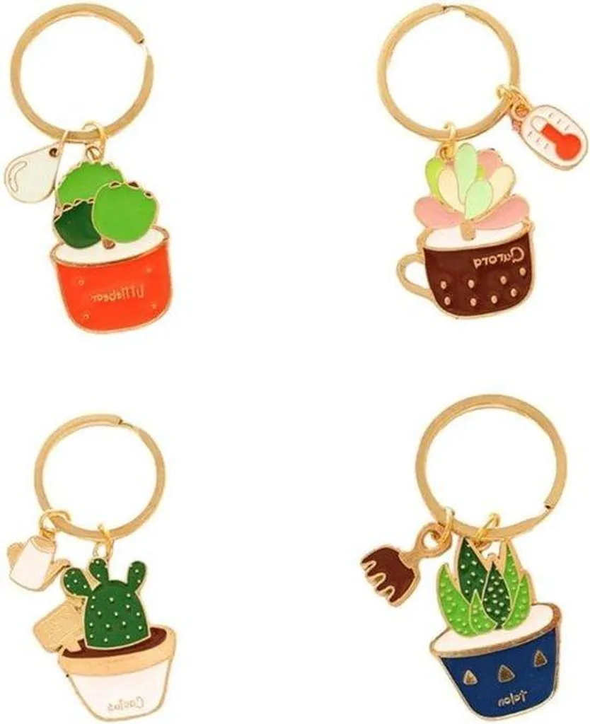 Porte-clés flottant design végétal en métal vert pour femme et enfant