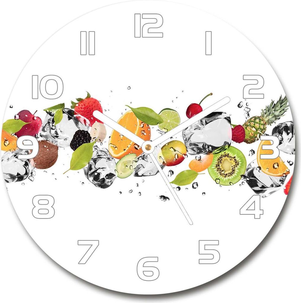Wanduhr aus Glas 30fi Glasbild Glasuhr Gehärtetes Glas - weisse-zeiger - Fruit and water