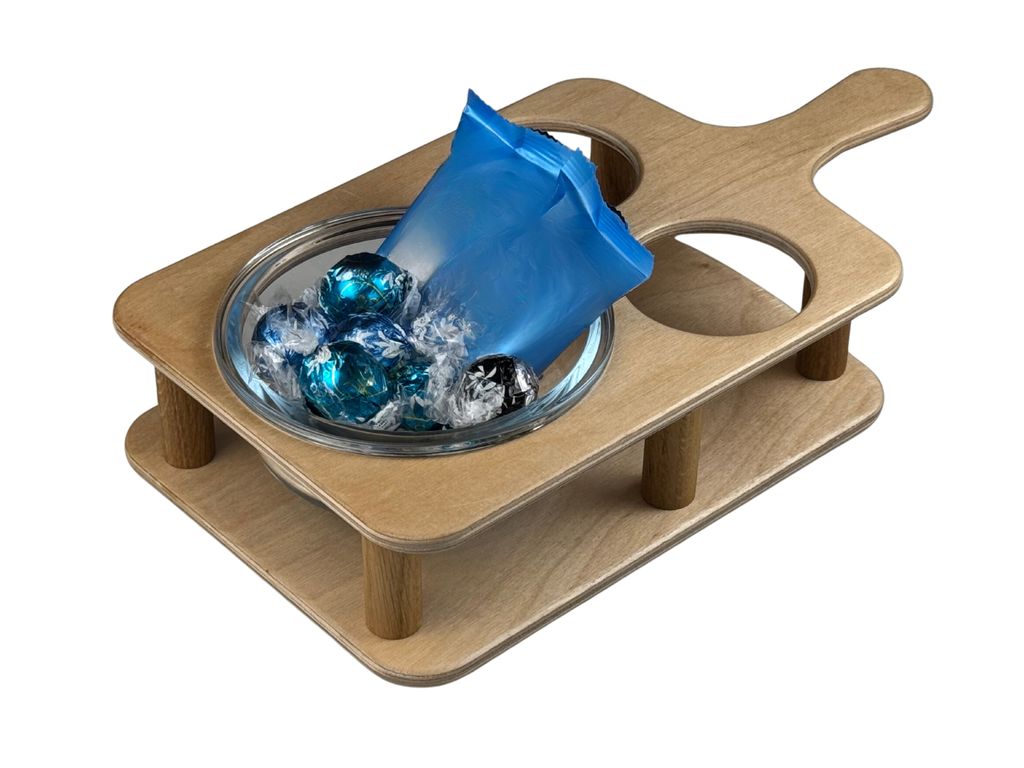 Couchbar - Snackbar - Sofa-Bar - Couchbutler - Snackbox - gemütlicher Sofaabend - Männergeschenk - Hochzeit - Größe M Natur + Schutzlack