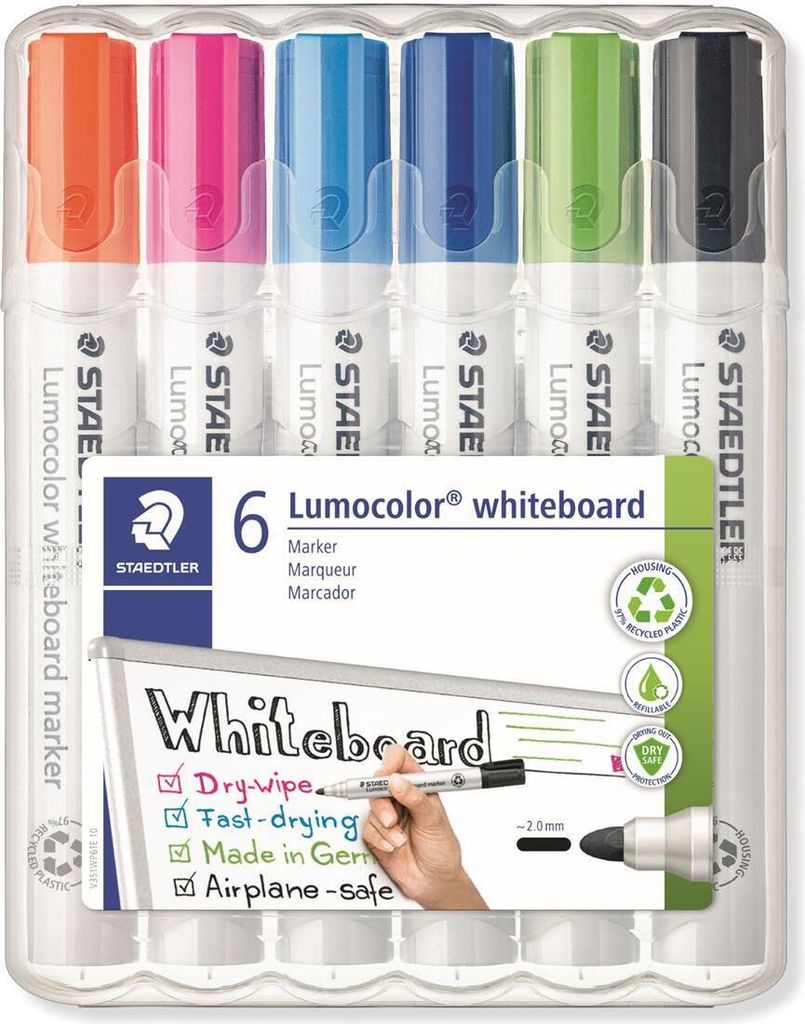 Popisovače na bílou tabuli "Lumocolor 351", 6 barev, 2 mm, Obrázek produktu 4