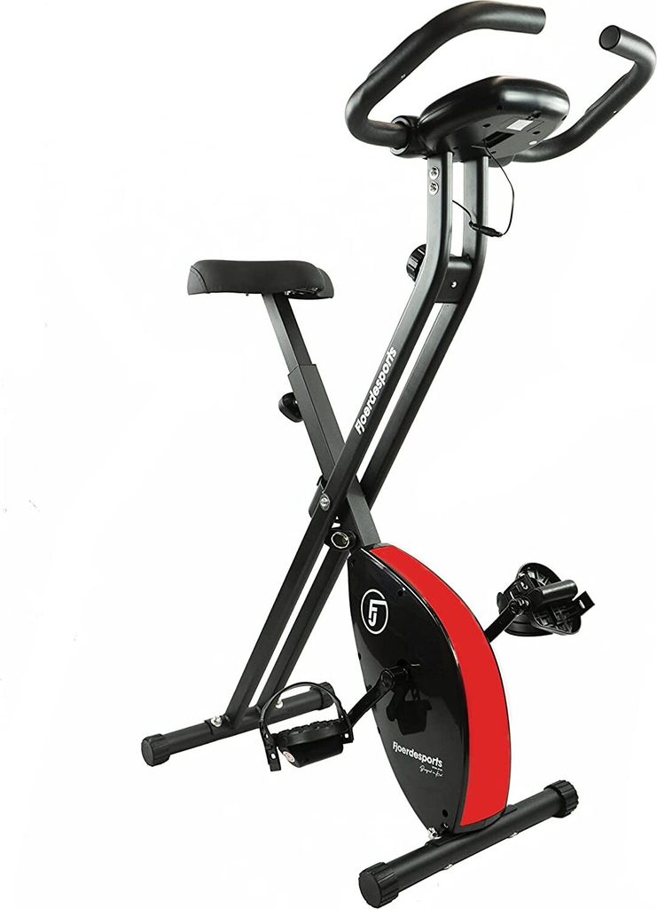 Fjoerdesports faltbarer Fahrradtrainer, Heimtrainer, Fitnessfahrrad LCD Trainingscomputer, klappbarer Hometrainer, inklusive Pulsmessung, maximales...