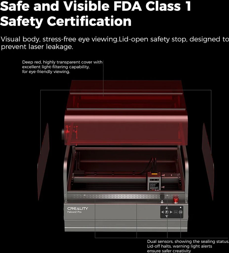 Creality Falcon 2 Pro 22W Graviermäschine Geschlossen, mit Produktbild 13
