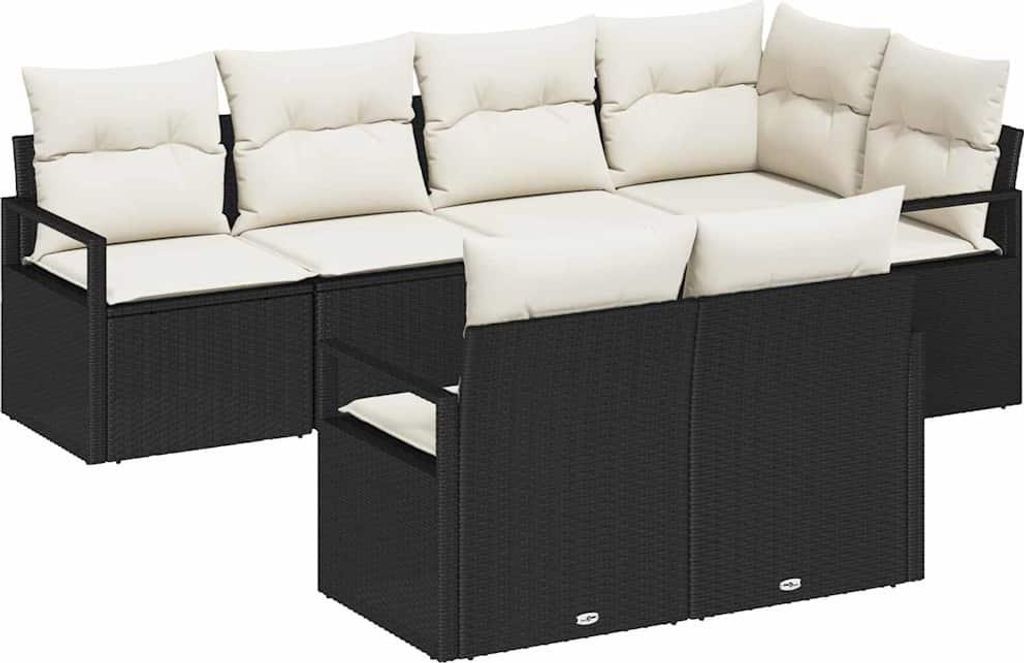 Sofa Set 7 pcs Schwarz Poly-Rattan