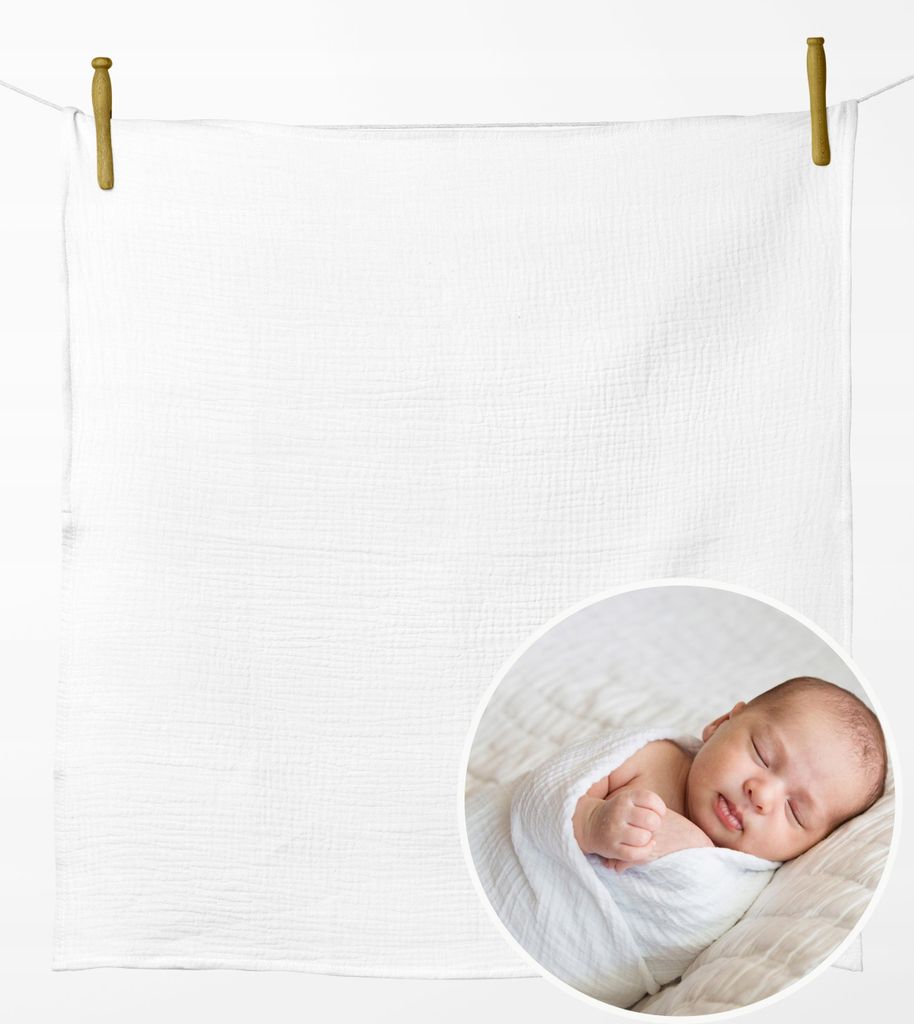 Musselin Mullwindel 120x120 cm – Dickes Mulltuch gekreppt, Baby Einschlagtuch & Decke