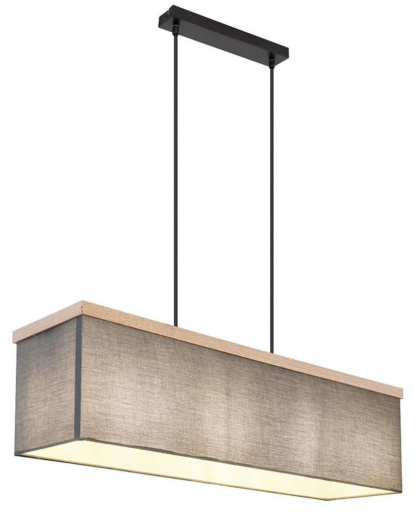 Hängeleuchte, holzoptik, Textil, anthrazit, L 80 cm