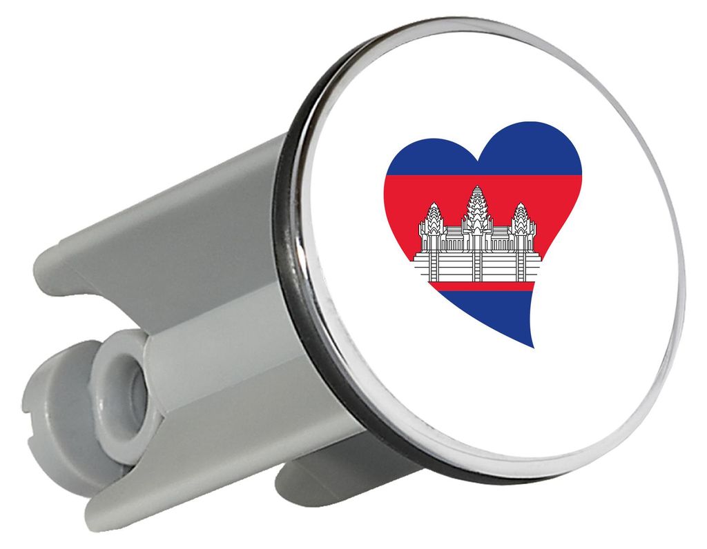 Huuraa Waschbeckenstöpsel Kambodscha Flagge Herz 4cm höhenverstellbar Abflussstopfen Geschenkidee