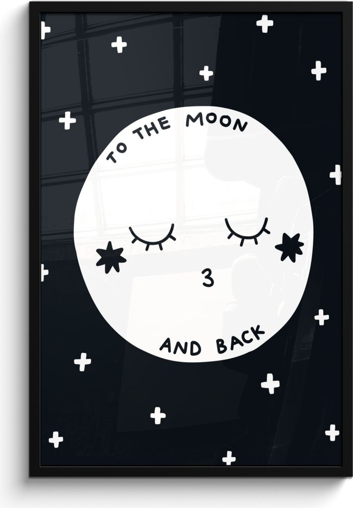 MuchoWow MuchoWow Gerahmtes Poster Zitat - Mond - Liebe - Kinder - Jungen - Mädchen - Baby - Kind 60x90 cm - Poster mit zchwarzem Bilderrahmen...