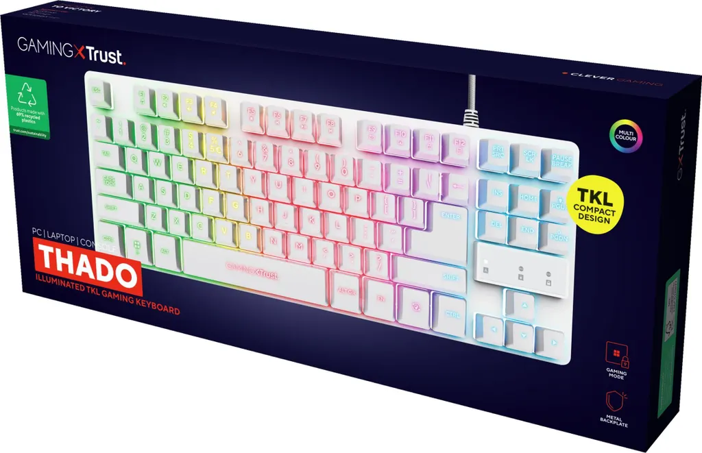 Clavier de jeu rétroéclairé Trust GXT 833W anti-ghosting blanc TKL - 6