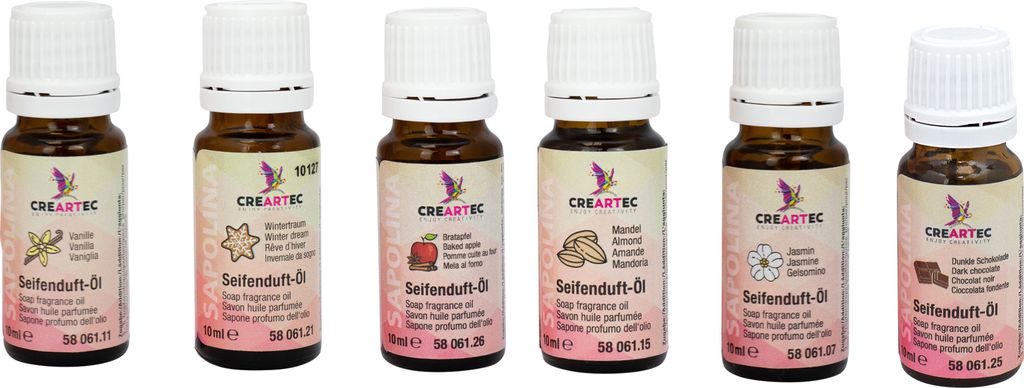 CREARTEC Seifenduftöle Herbst und Winter - 6 Öle mit Jahreszeitlichen Düften - je 10ml pro Flasche - Zusatz zum Herstellen eigener Seifen