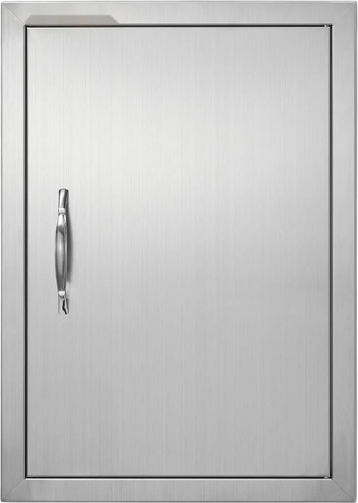 Porte verticale en inox pour cuisine d'été - Montage affleurant et robuste