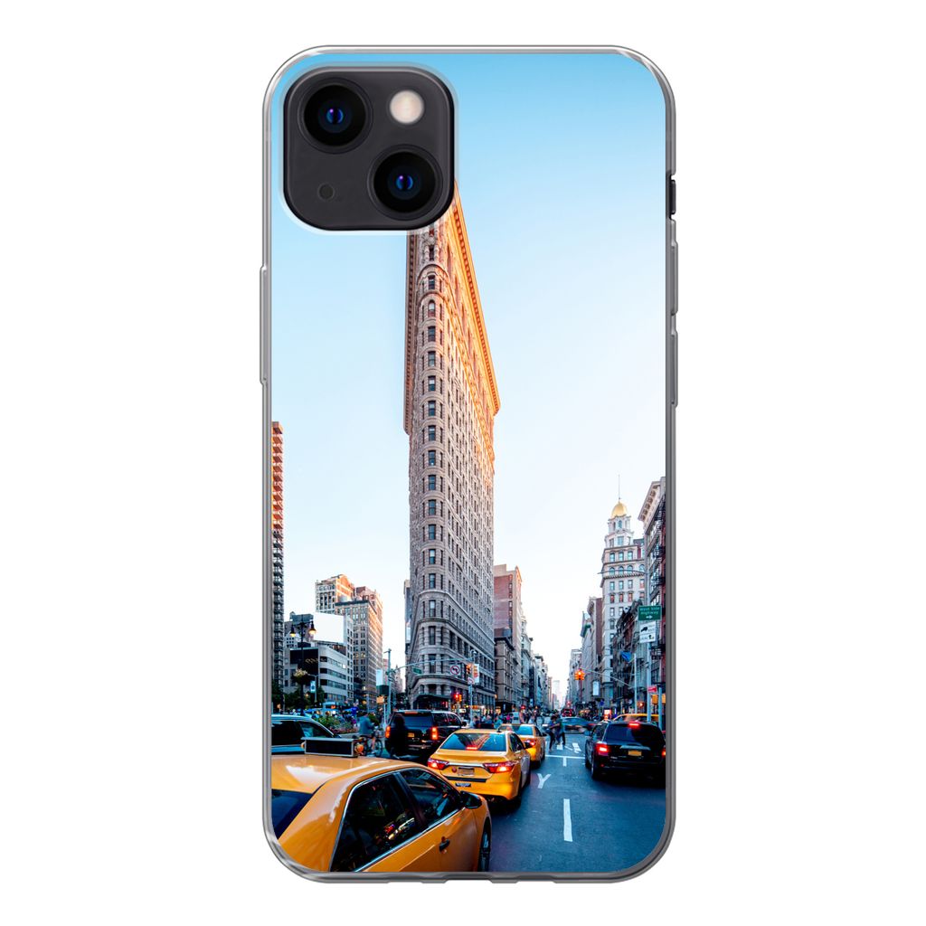 MuchoWow Handyhülle Schutzhülle Hülle für iPhone 13 Starker Verkehr rund um das Flatiron Building Silikon Softcase Handy Hülle - Karteninhaber