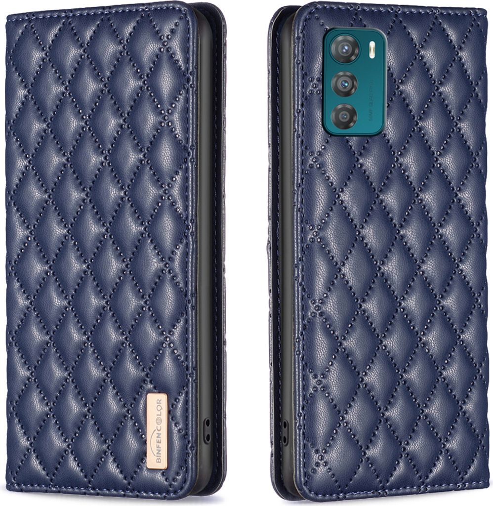 Moto G42 Hülle, Elegant Bookstyle Flip Leder Kartenfächer Schutzhülle mit Ständer für Motorola Moto G42 Blau