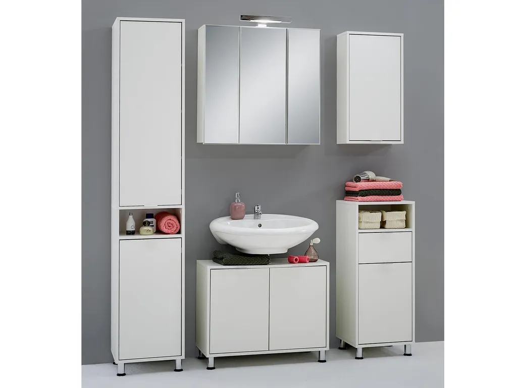 Solution rangement sdb : Meuble bas Lofti blanc 37x90cm - Moderne compact