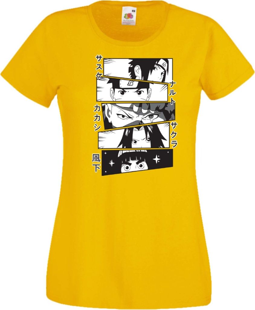 Damen T-Shirt Naruto Team 7 02 Var-050 Sanin Students, Lady 2XL / Gelb