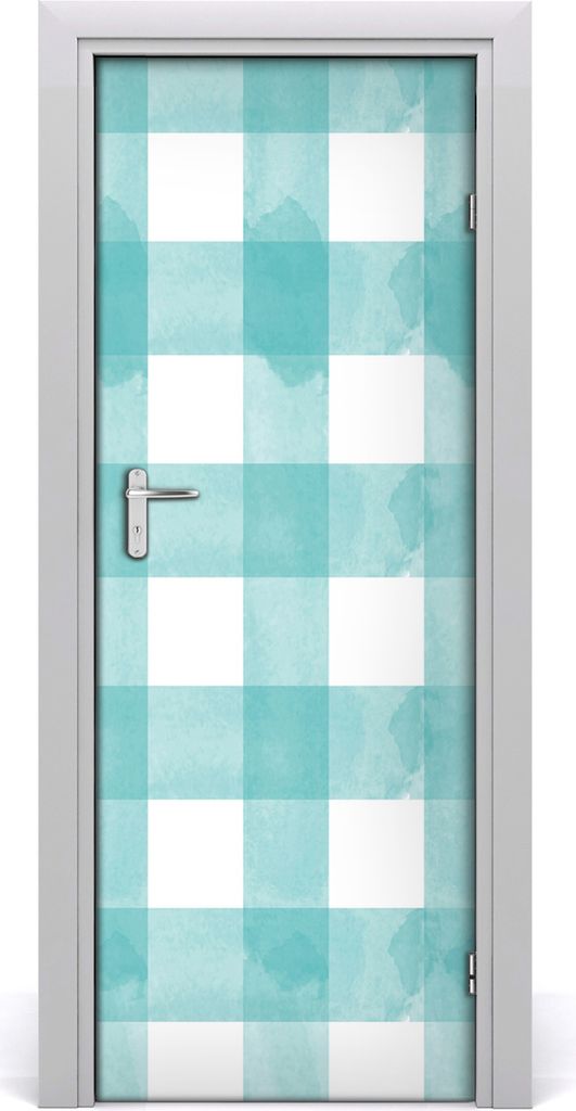 Tulup Türaufkleber 75x205 cm Dekorative Aufkleber Selbstklebend Wasserdichte Tapete Abnehmbar Schlafzimmer Wohnzimmer Wohnkultur - blau grid