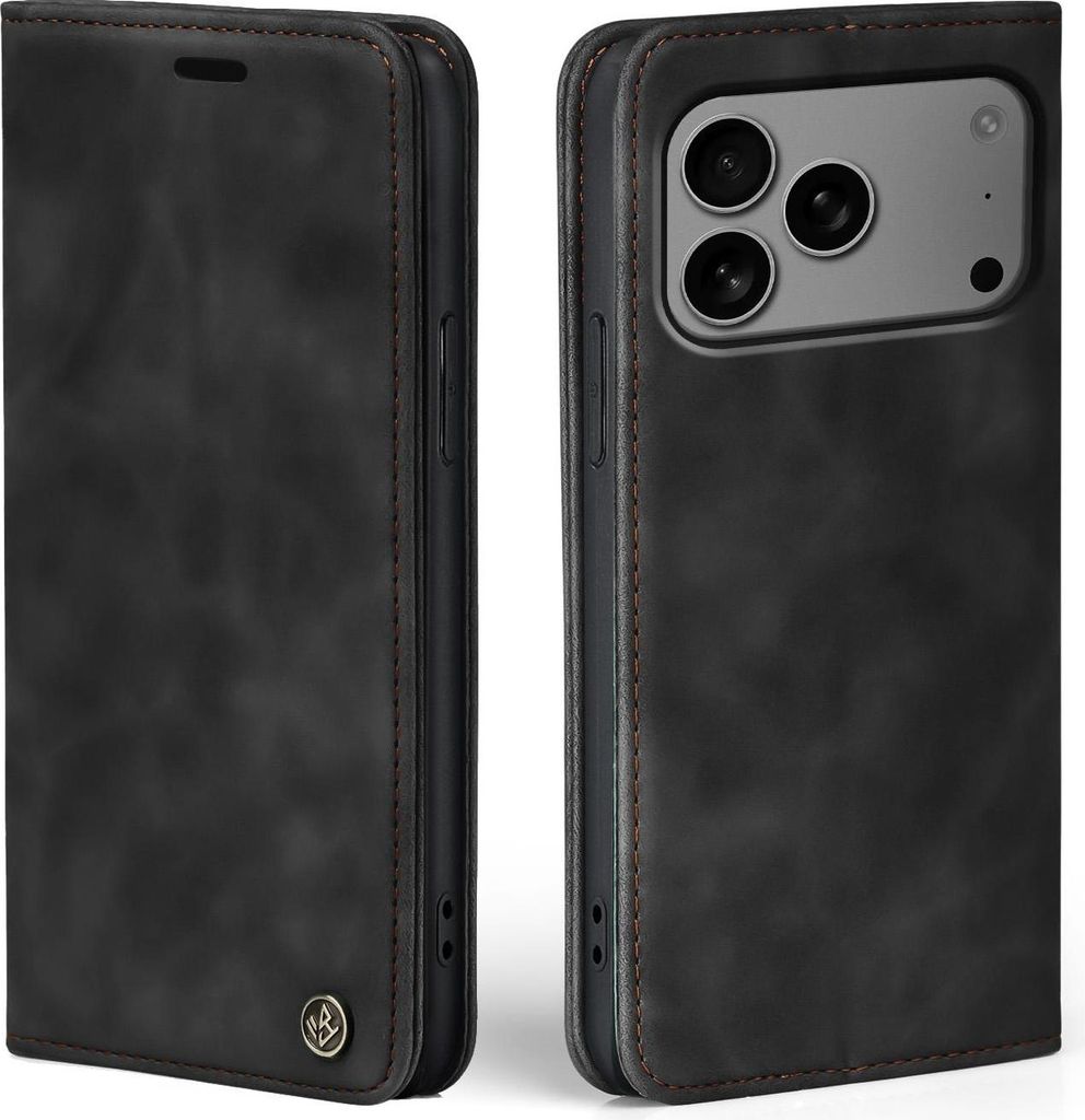 Handy Hülle für Apple iPhone 17 Pro Klapphülle Bookcase Flip Cover Handy Tasche Etui Farbe: Schwarz