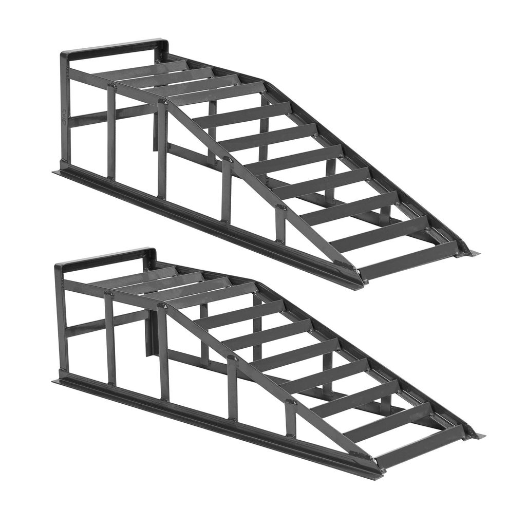 GIHAUVIA 2 x KFZ Auto Auffahrrampe Rampe Wagenheber Hebebühne PKW Rampe Auffahrbock Grau bis 265er Räder