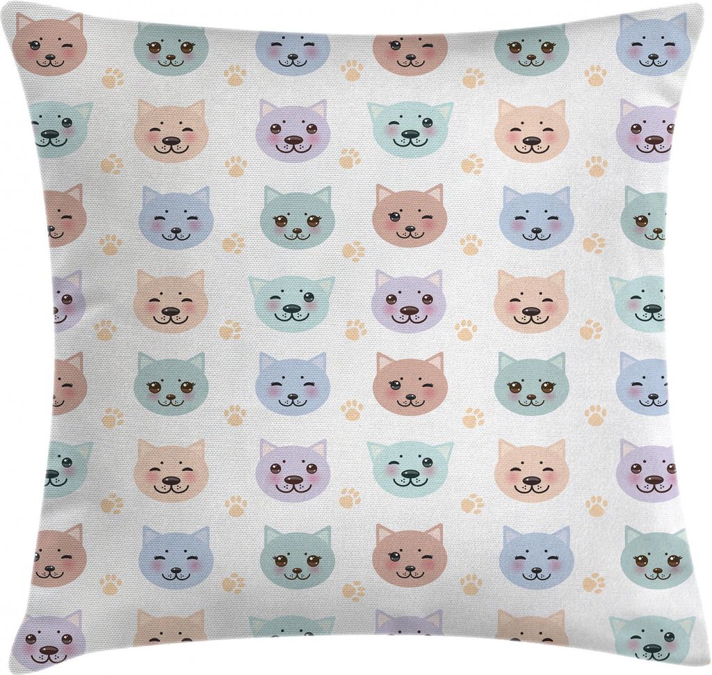 ABAKUHAUS Kids Kissenbezug, Netter Smiley Cat Muzzle, Waschbar mit Reißverschluss Kissenhülle mit Farbfesten Klaren Farben Beidseitiger Druck, 40...