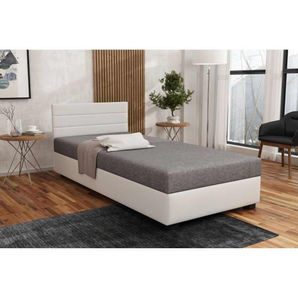 Einzelbett 120x195 BEATRIS 2 - grau/weiß