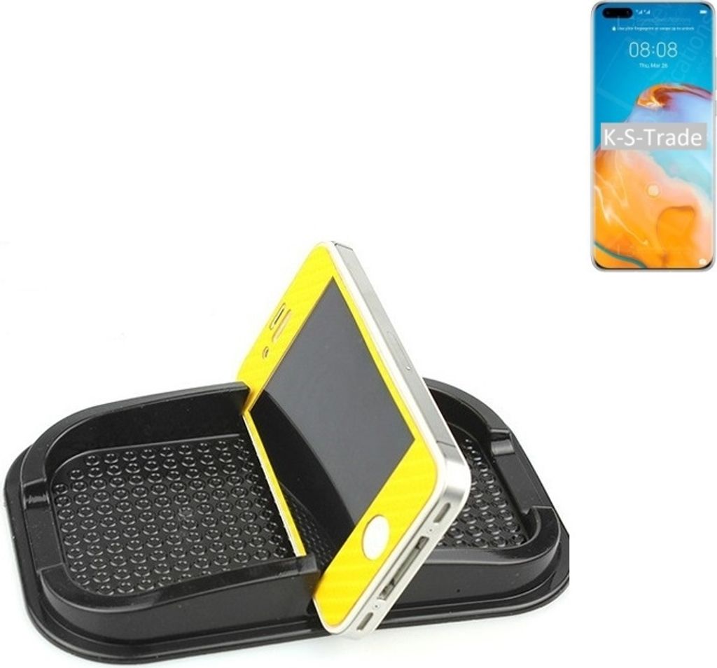 K-S-Trade Auto Anti Rutsch Matte Smartphone-Halter kompatibel mit Huawei P40 Pro Haft Pad Armaturenbrett Handy-Halterung Silikon