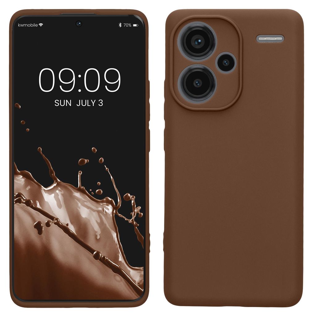 kwmobile Handyhülle für Xiaomi Redmi Note 13 Pro+ 5G / Redmi Note 13 Pro Plus 5G Hülle - weiches Handy Silikon Case - Schutzhülle Cover - Choco...